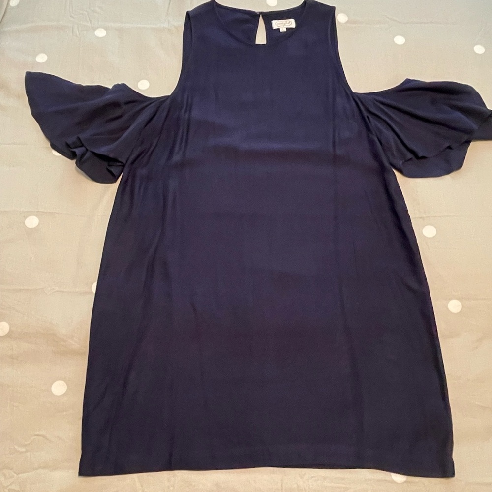 Mud Pie Large Navy Blue Cold Shoulder Dress
